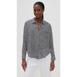 XIRENA Jordy Black White Gingham Check Plaid Buttondown Button Down Shirt Small